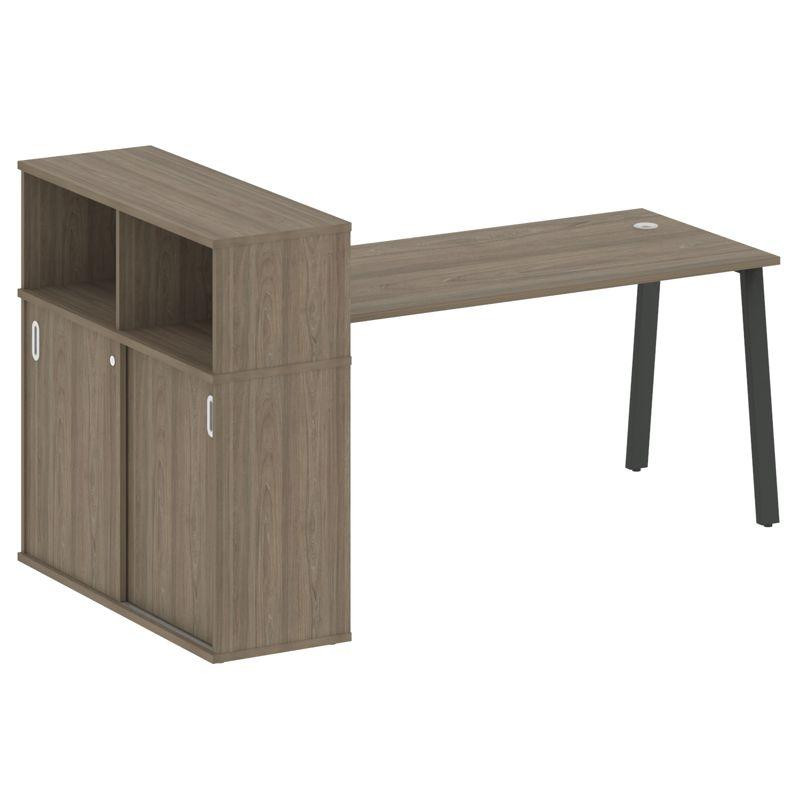 Metal System Стол письменный с шкафом-купе на А-образном м/к БА.РС-СШК-3.4 Т Вяз Благородный/Металл