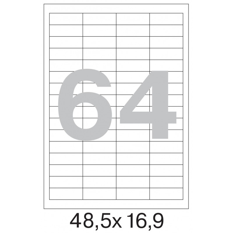 Этикетки самоклеящиеся 48,5х16,9 мм/64 шт. на листеА4 (100 ли