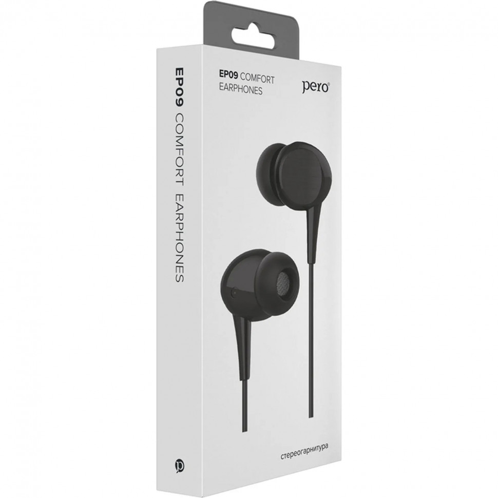 Наушники PERO EP09, с мкф, черные (4603768350798)