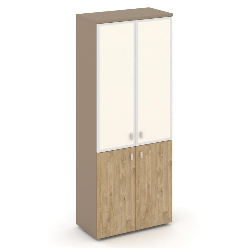 Estetica Шкаф высокий широкий ES.ST-1.2R I Латте/Тиквуд Светлый/Лакобель ivory 800*420*1977 Estetica Шкаф высокий широкий ES.ST-1.2R I Латте/Тиквуд Светлый/Лакобель ivory 800*420*1977