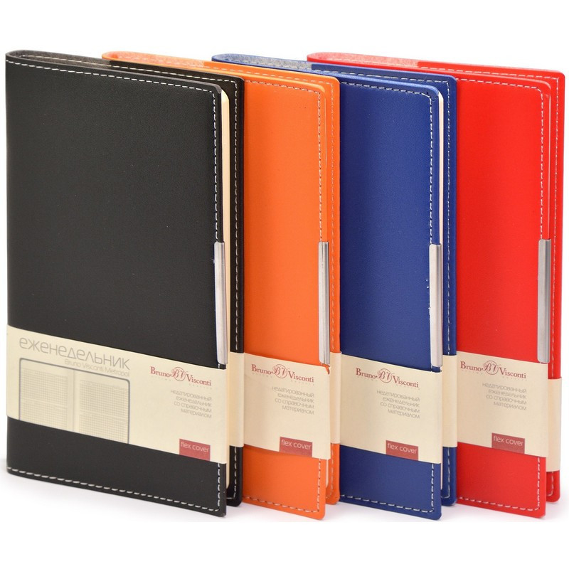 Еженедельник недатированный красный А6  METROPOL, 3-492/02