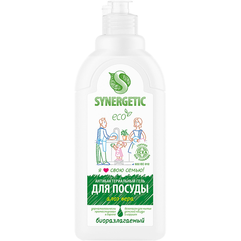 Средство для мытья посуды Synergetic Антибакт. Алоэ Вера 500мл флип-топ