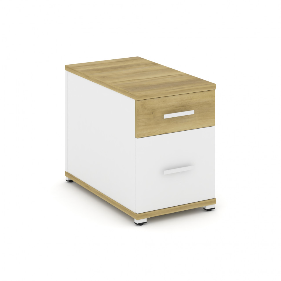 Concept Тумба опорная/приставная 1 ящ.+1 распаш. фасад CN.TGO-004 W Дуб Винченцо/Белый Бриллиант/Мет