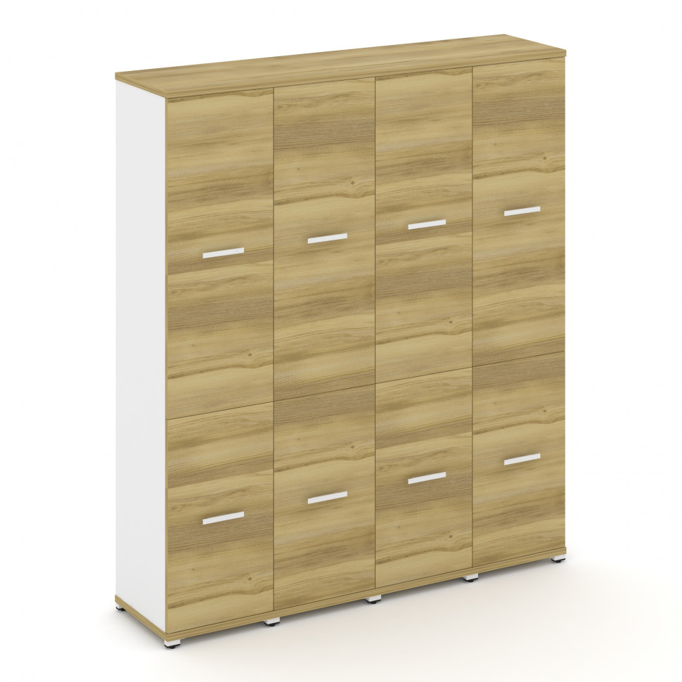 Concept Шкаф 4 узкие секции, 5 ниш CN.STU-542 W Дуб Винченцо/Белый Бриллиант/Металл Белый 1668*420*1