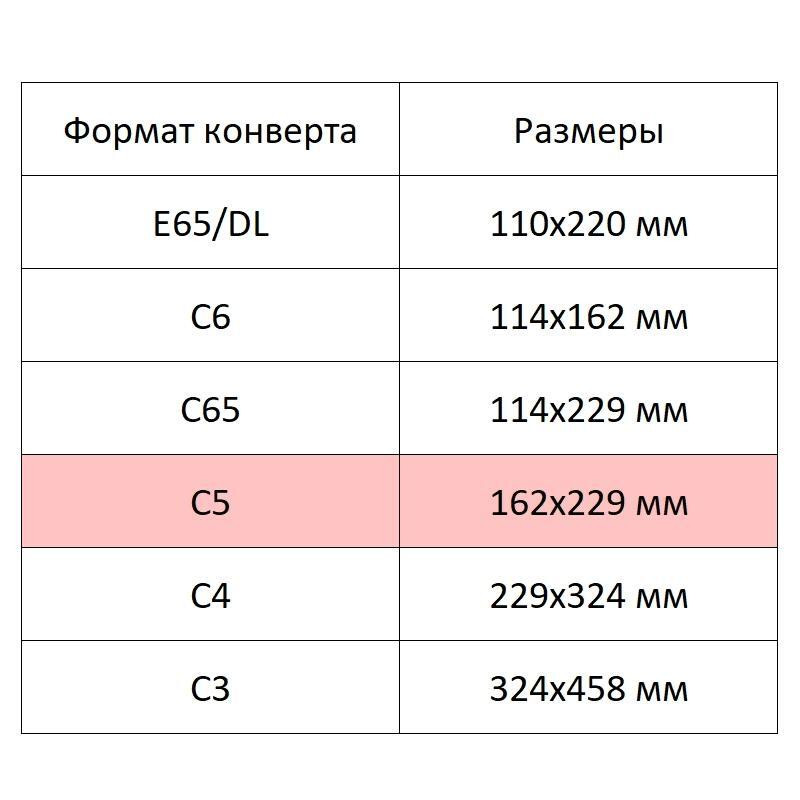 Конверт белый С5 стрип 162х229 80г КОМУС 50 шт/уп