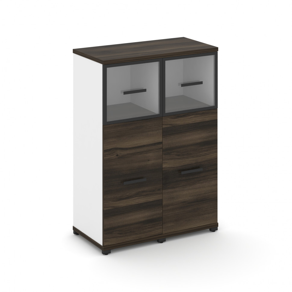 Concept Шкаф 2 узкие секции, 3 ниши CN.STU-324 RPB B Дуб Мали/Белый Бриллиант/Металл Черный/Прозрачн