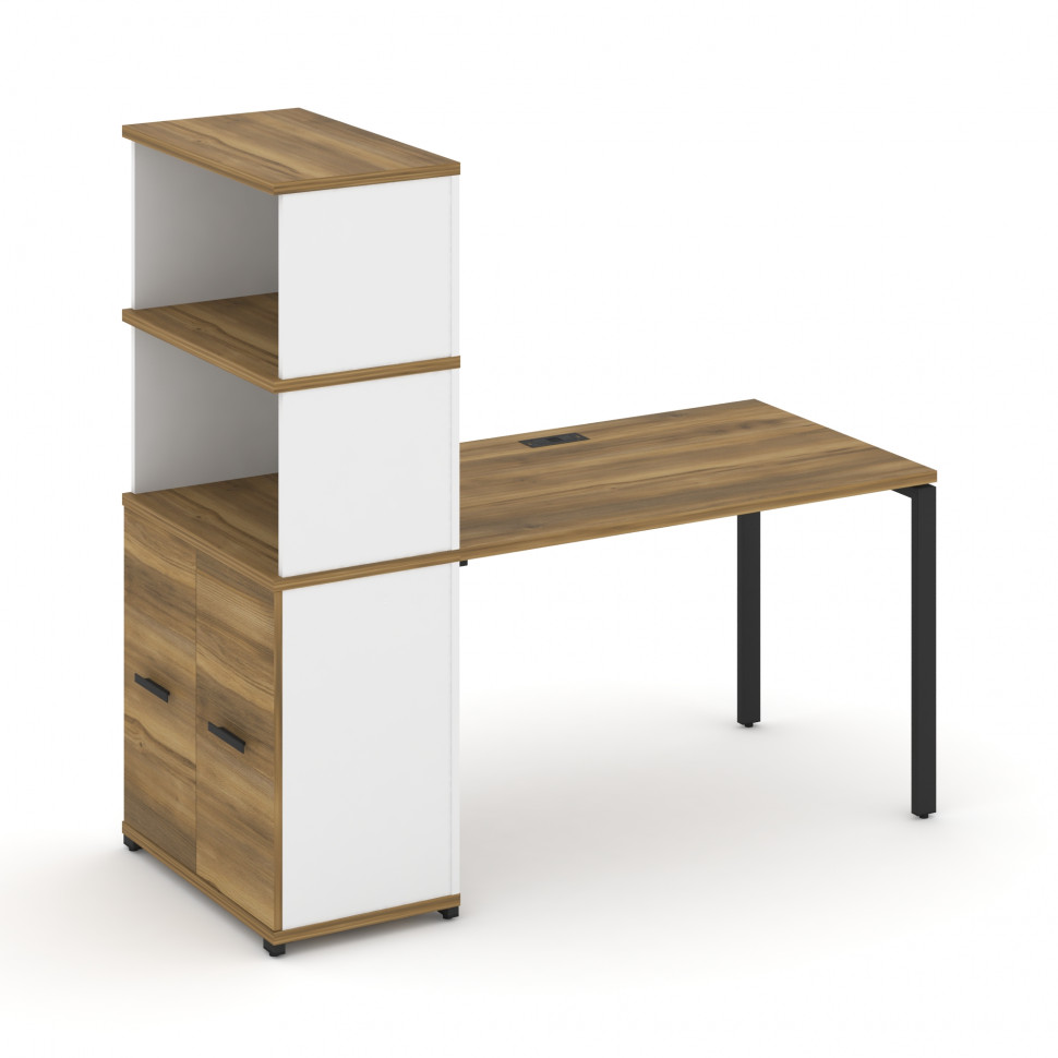 Concept Стол рабочий с опорным распаш. шкафом с надставкой выс. CN.SP-230 B Сандал Янтарный/Белый Бр