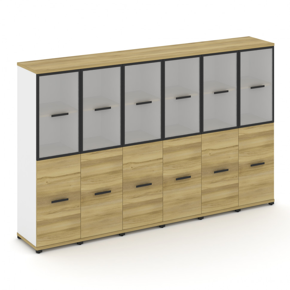 Concept Шкаф 6 узких секций, 4 ниши CN.STU-462 RMB B Дуб Винченцо/Белый Бриллиант/Металл Черный/Сати