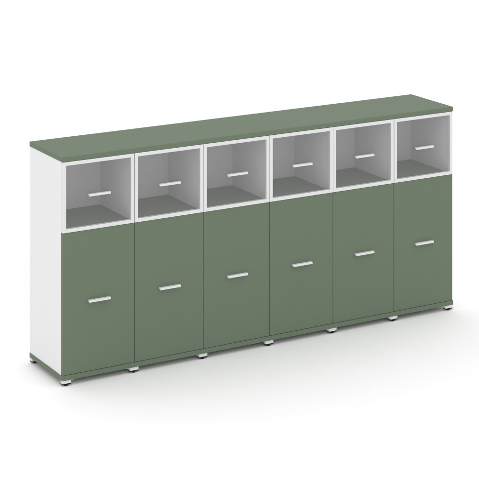 Concept Шкаф 6 узких секций, 3 ниши CN.STU-364 RPW W Кобо/Белый Бриллиант/Металл Белый/Прозрачный 25