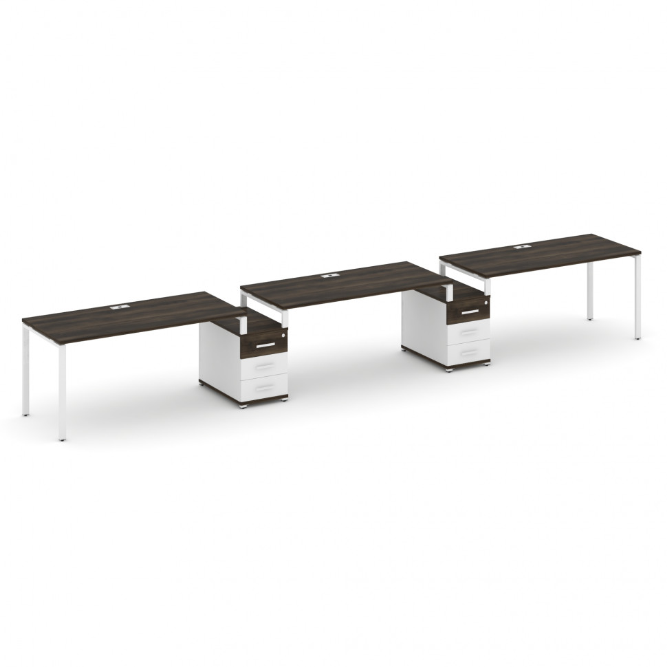 Concept Рабочая станция 3 места с 2 опорными тумбами CN.ORS-328 W Дуб Мали/Белый Бриллиант/Металл Бе Concept Рабочая станция 3 места с 2 опорными тумбами CN.ORS-328 W Дуб Мали/Белый Бриллиант/Металл Бе