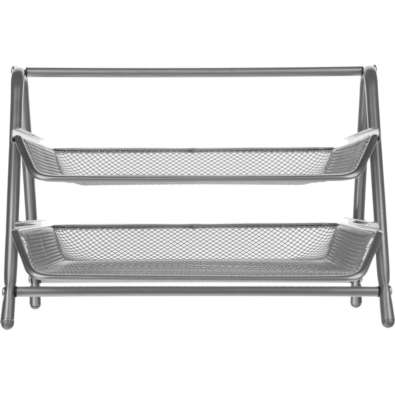 Лоток горизонтальный для бумаг 2секции Attache 200x355x275мм мет. сет сереб