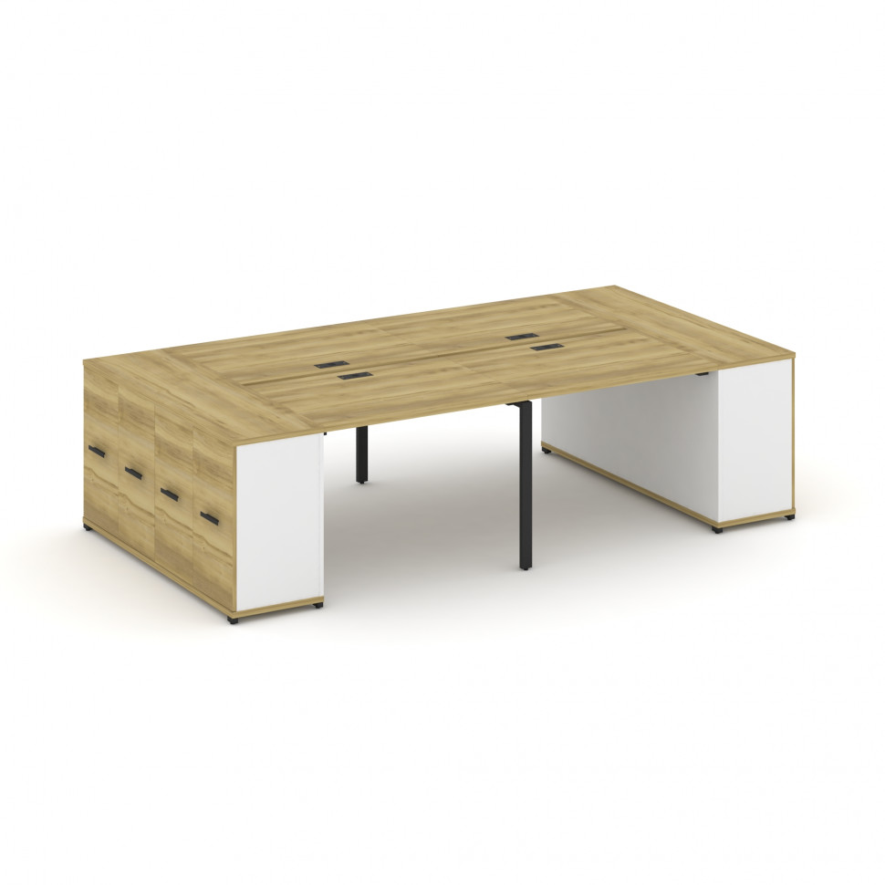 Concept Рабочая станция с опорными распаш. шкафами CN.DRS-261 B Дуб Винченцо/Белый Бриллиант/Металл