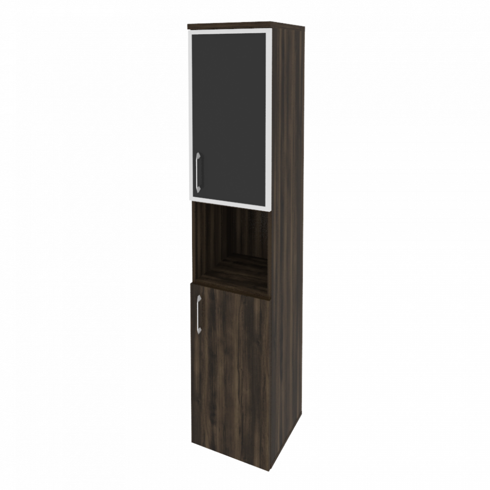 Onix Шкаф высокий узкий правый O.SU-1.4 R (R) black Дуб Мали/Стекло Black 400*420*1977