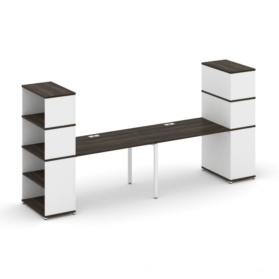 Concept Рабочая станция с опорными стеллажами с надставкой выс. CN.ORS-214 Дуб Мали/Белый Бриллиант/