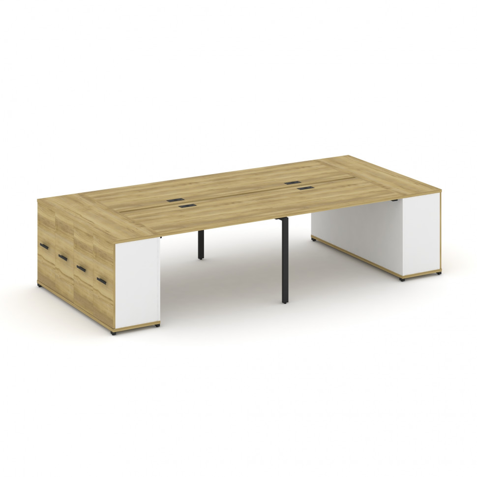 Concept Рабочая станция с опорными распаш. шкафами CN.DRS-262 B Дуб Винченцо/Белый Бриллиант/Металл