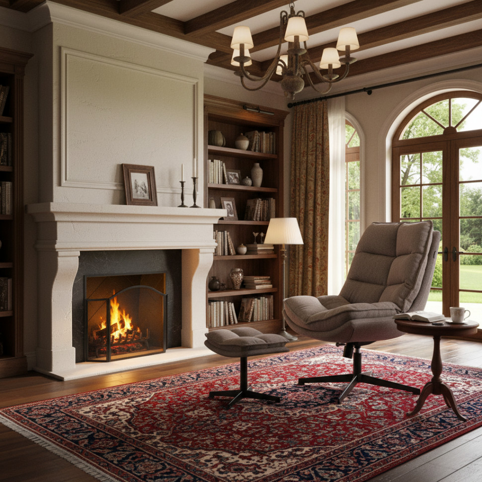 Кресло лаунж Reflex/Рефлекс с пуфом велюр/букле (HYP), бежевый