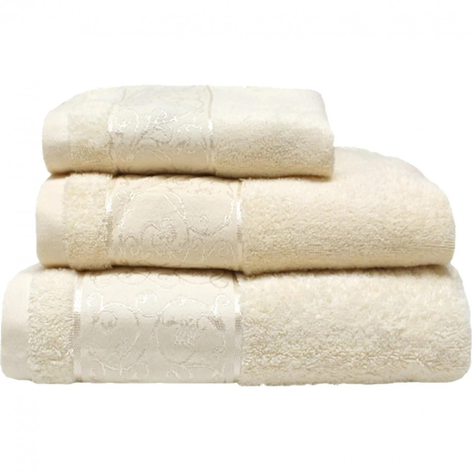 Набор махровых полотенец Аврора (30х50; 50х80; 70х120) кремовый