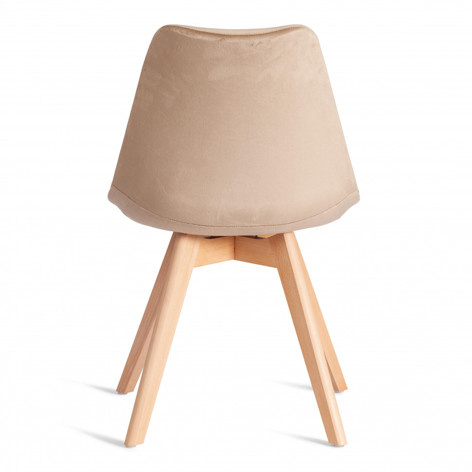Стул TULIP SOFT (mod. 053V) дерево/пластик/вельвет, 49,5 x 54,5 x 84 см, Бежевый (HLR 12)/натуральный