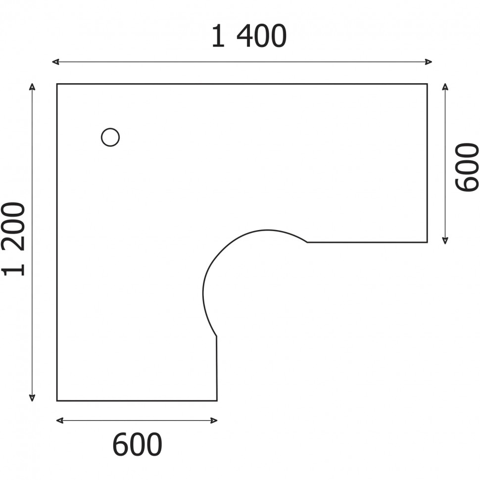 Стол эргономичный Easy One LT 22/16 левый (1400x1200x740 мм) Серый