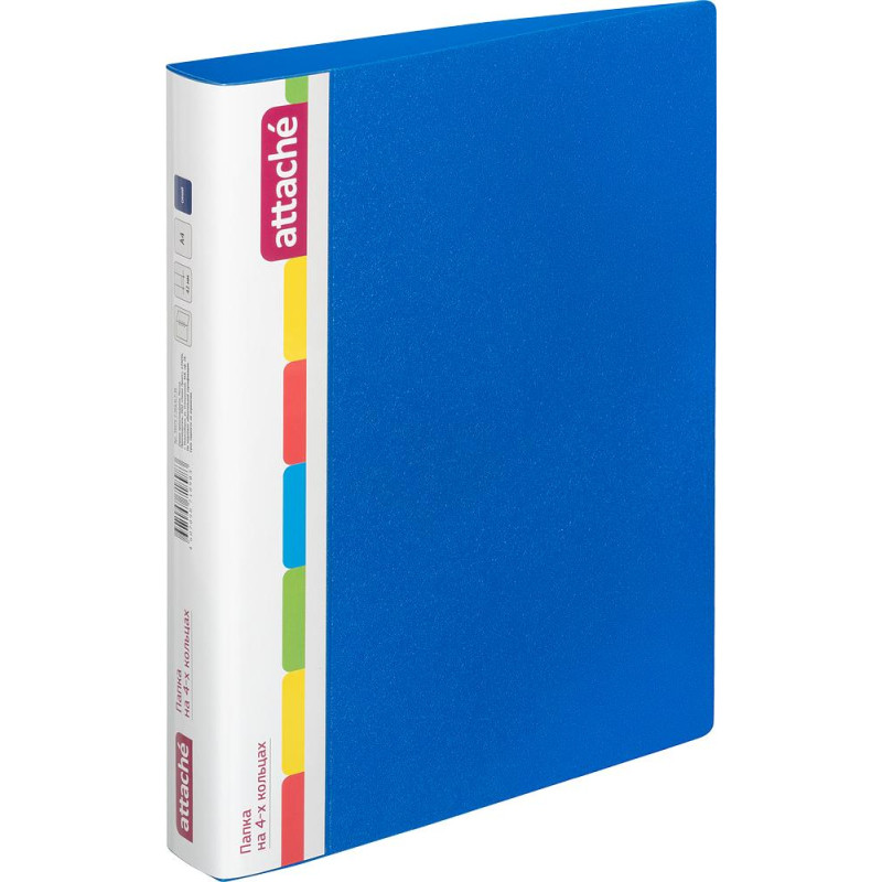 Папка на 4-х кольцах пласт. 35/42мм А4 ATTACHE F504/07 синяя Ро
