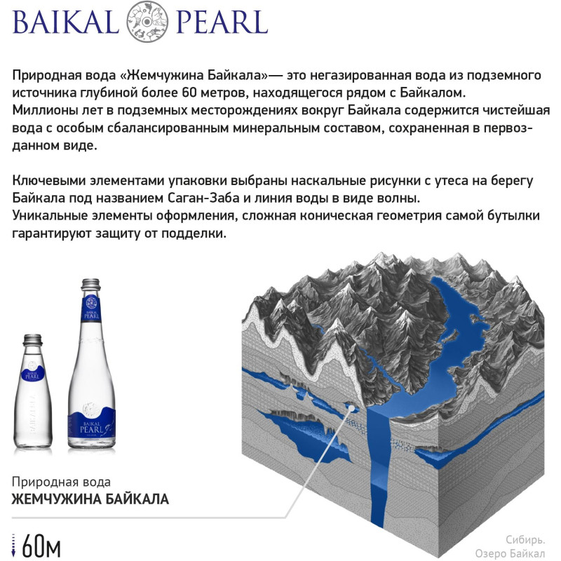 Вода питьевая Жемчужина Байкала/ Baikal Pearl, природная 0,75 л