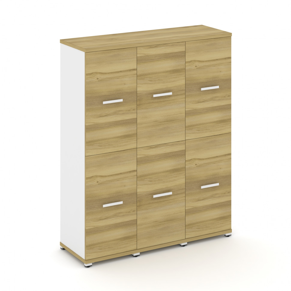 Concept Шкаф 3 узкие секции, 4 ниши CN.STU-432 W Дуб Винченцо/Белый Бриллиант/Металл Белый 1252*420*