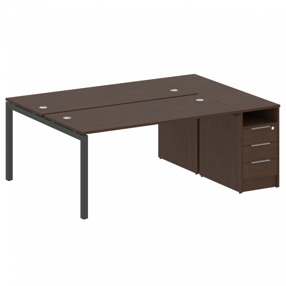 Metal System Quattro Рабочая станция с тумбой на П-образном м/к 50БП.РС-СТП-2.4 Венге Цаво/Металл Ан