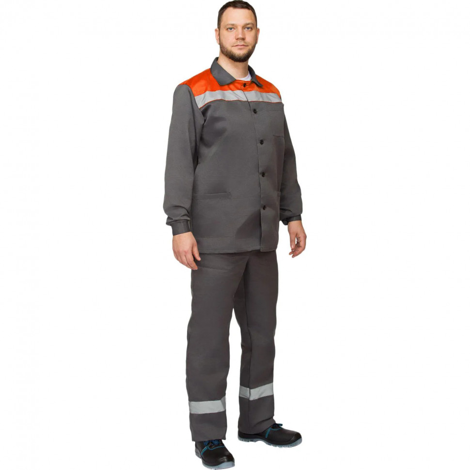 Костюм лет муж (куртка, пк) л16 с СОП сер/оранж 128-132/170-176