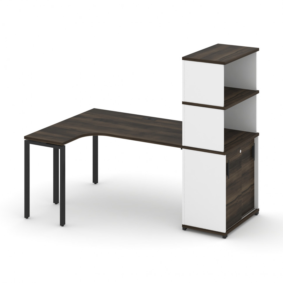 Concept Стол эргономичный с опорным шкафом-купе с надставкой выс.  CN.SA-221(L) B Дуб Мали/Белый Бри