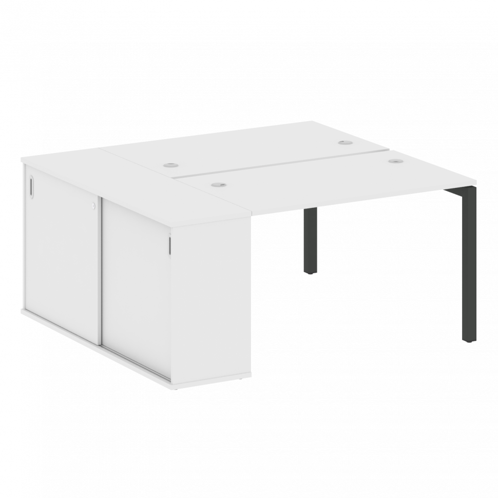 Metal System Quattro Рабочая станция с шкафом-купе на П-образном м/к 50БП.РС-СШК-1.2 Т Белый/Металл