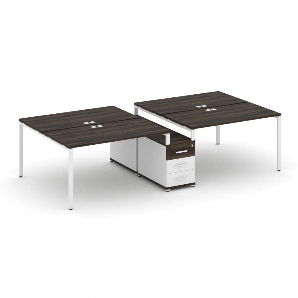Concept Рабочая станция 4 места с двухсторонней опорной тумбой CN.DRS-311 W Дуб Мали/Белый Бриллиант