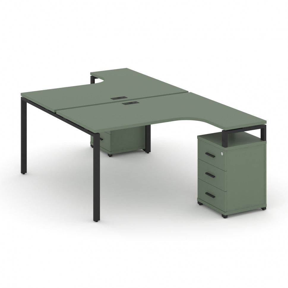 Concept Рабочая станция с 2 опорными тумбами CN.DSA-305 B Кобо/Металл Черный 1380*2400/3532*750