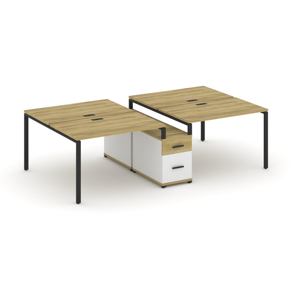 Concept Рабочая станция 4 места с двухсторонней опорной тумбой CN.DRS-314 B Дуб Винченцо/Белый Брилл Concept Рабочая станция 4 места с двухсторонней опорной тумбой CN.DRS-314 B Дуб Винченцо/Белый Брилл