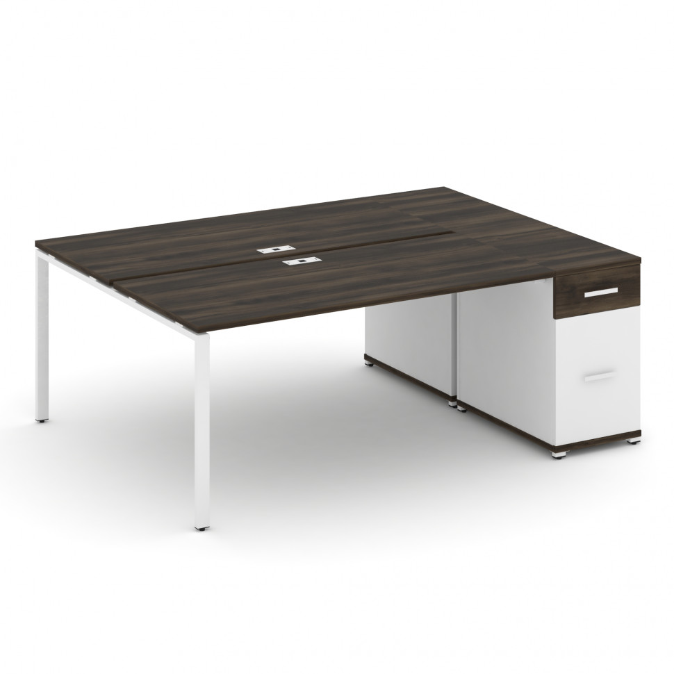 Concept Рабочая станция с 1 опорной тумбой CN.DRS-408 W Дуб Мали/Белый Бриллиант/Металл Белый 2000*1