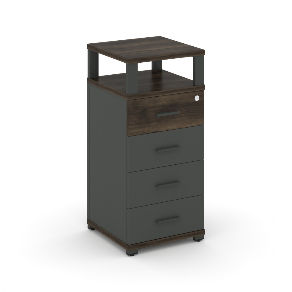 Concept Тумба опорная/приставная 4 ящ. с надставкой CN.TUO-003 A Дуб Мали/Антрацит/Металл Антрацит 4