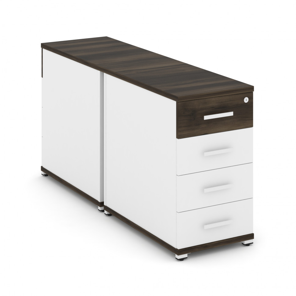 Concept Тумба двухсторонняя опорная/приставная 4 ящ. CN.DTGO-002 W Дуб Мали/Белый Бриллиант/Металл Б Concept Тумба двухсторонняя опорная/приставная 4 ящ. CN.DTGO-002 W Дуб Мали/Белый Бриллиант/Металл Б