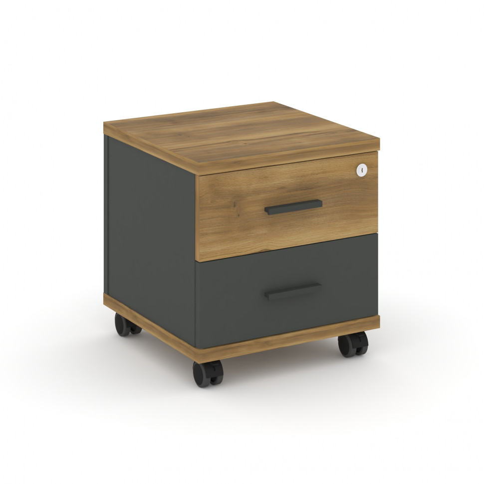 Concept Тумба мобильная 2 ящ. CN.TUM-001 A Сандал Янтарный/Антрацит/Металл Антрацит 420*420*448