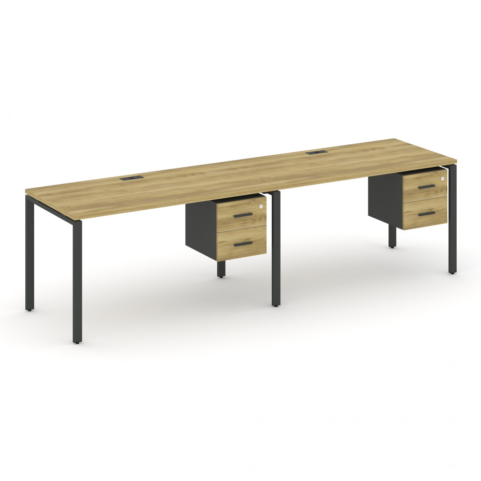 Concept Рабочая станция односторонняя с подвес. тумбами 2 места CN.ORS-113 A Дуб Винченцо/Антрацит/М