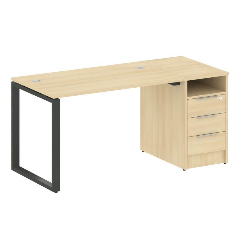 Metal System Рабочая станция с тумбой на О-образном м/к БО.РС-СТП-1.2 Акация Лорка/Металл Антрацит 1