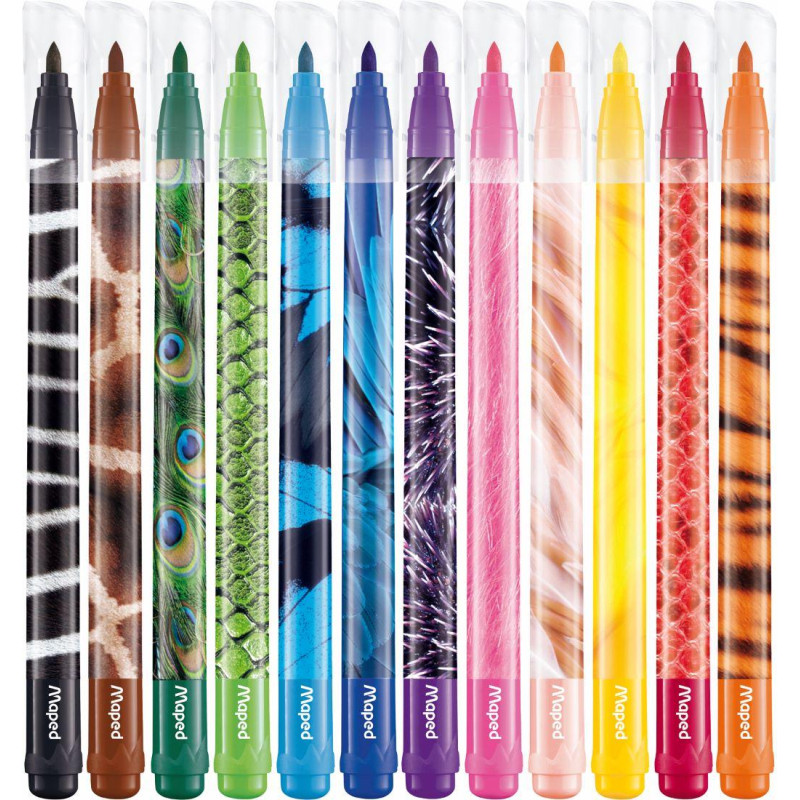 Фломастеры Maped COLOR&#039;PEPS ANIMALS смываемые,12цв/наб,845403