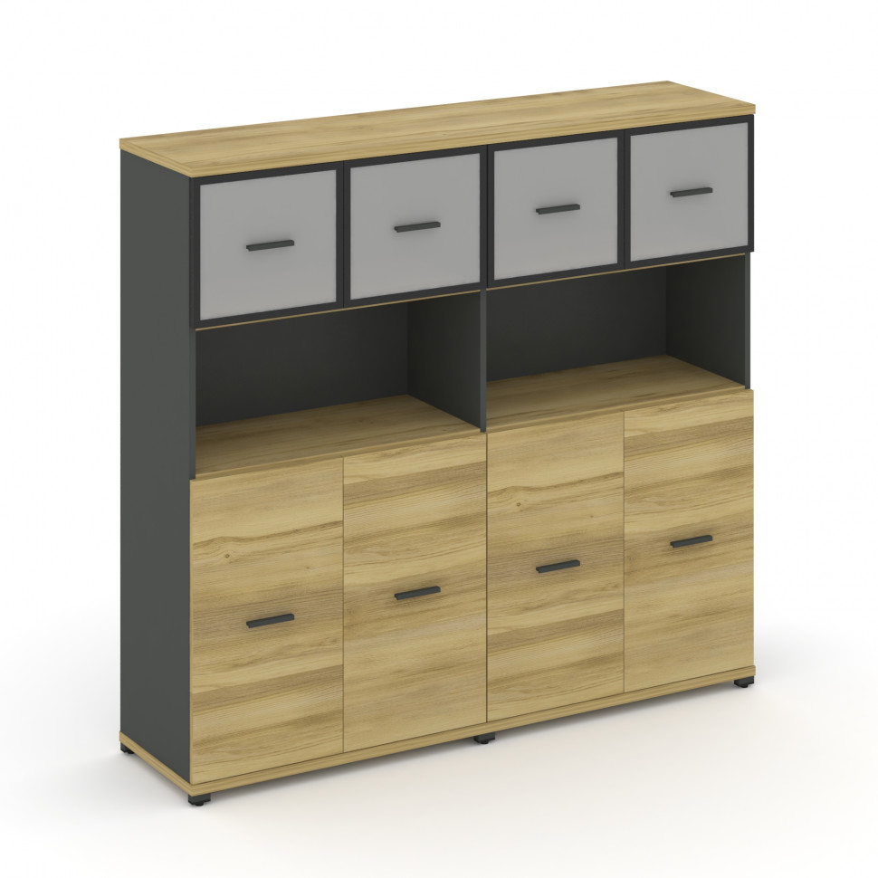 Concept Шкаф 2 широкие секции, 4 ниши CN.STS-425 RMB A Дуб Винченцо/Антрацит/Металл Антрацит/Сатин 1