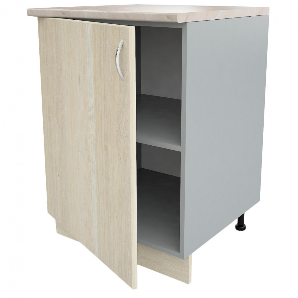 Шкаф КМ_Ринг напольный 60см с 1 дв. Св. дуб шамони/серый