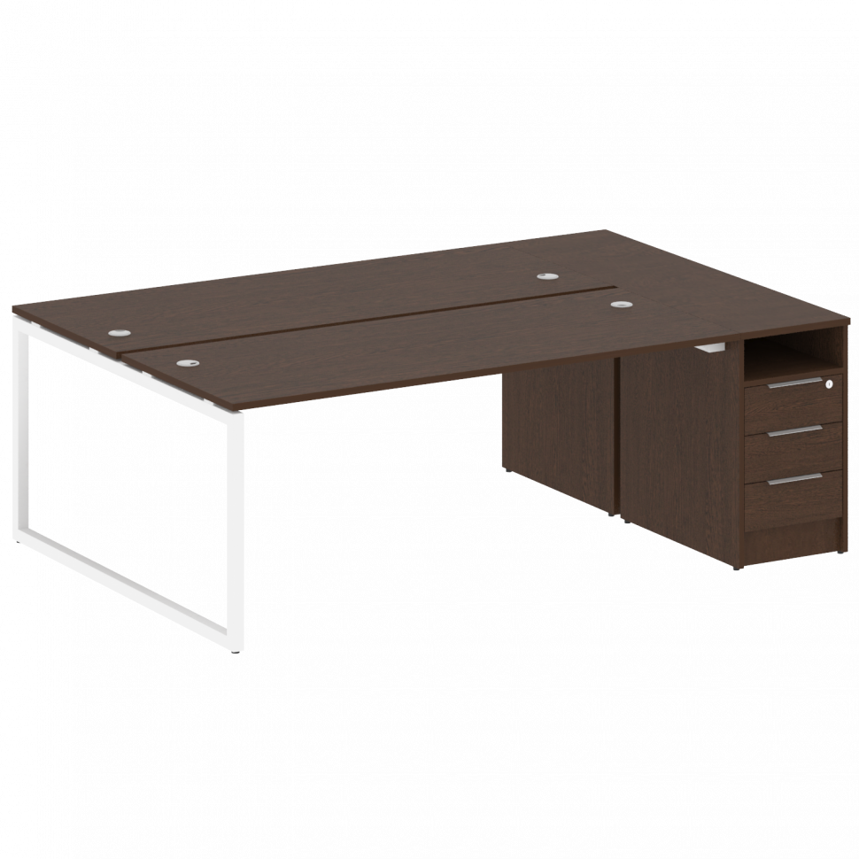 Metal System Quattro Рабочая станция с тумбой на О-образном м/к 40БО.РС-СТП-2.5 Венге Цаво/Металл Бе