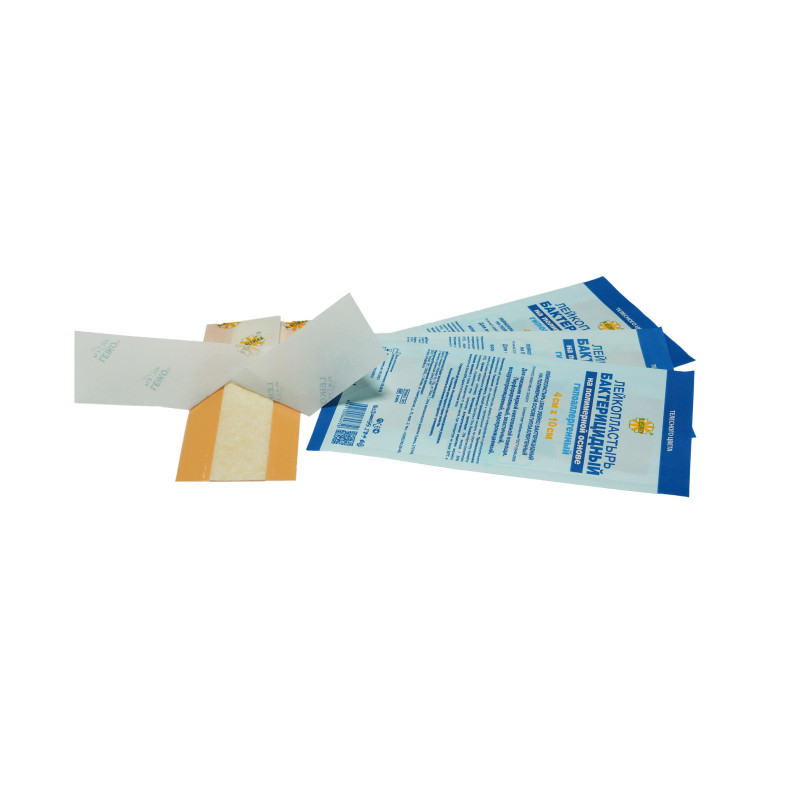 Лейкопластырь бакт. 4х10см полимерный Leiko 100шт/уп