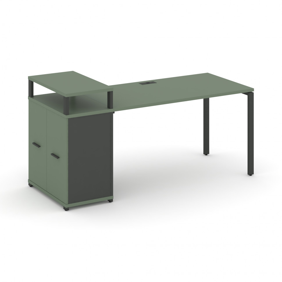 Concept Стол рабочий с опорным распаш. шкафом с верх. горизонтом  CN.SP-221 A Кобо/Антрацит/Металл А