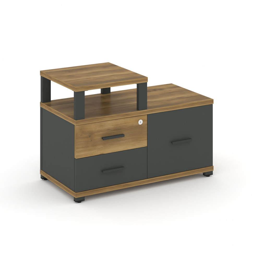 Concept Тумба приставная широкая 2 ящ.+1 распаш. фасад с надставкой узкой CN.TSP-005 A Сандал Янтарн