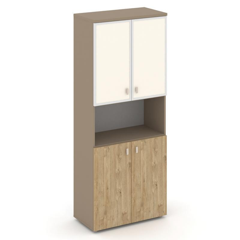 Estetica Шкаф высокий широкий ES.ST-1.4R I Латте/Тиквуд Светлый/Лакобель ivory 800*420*1977