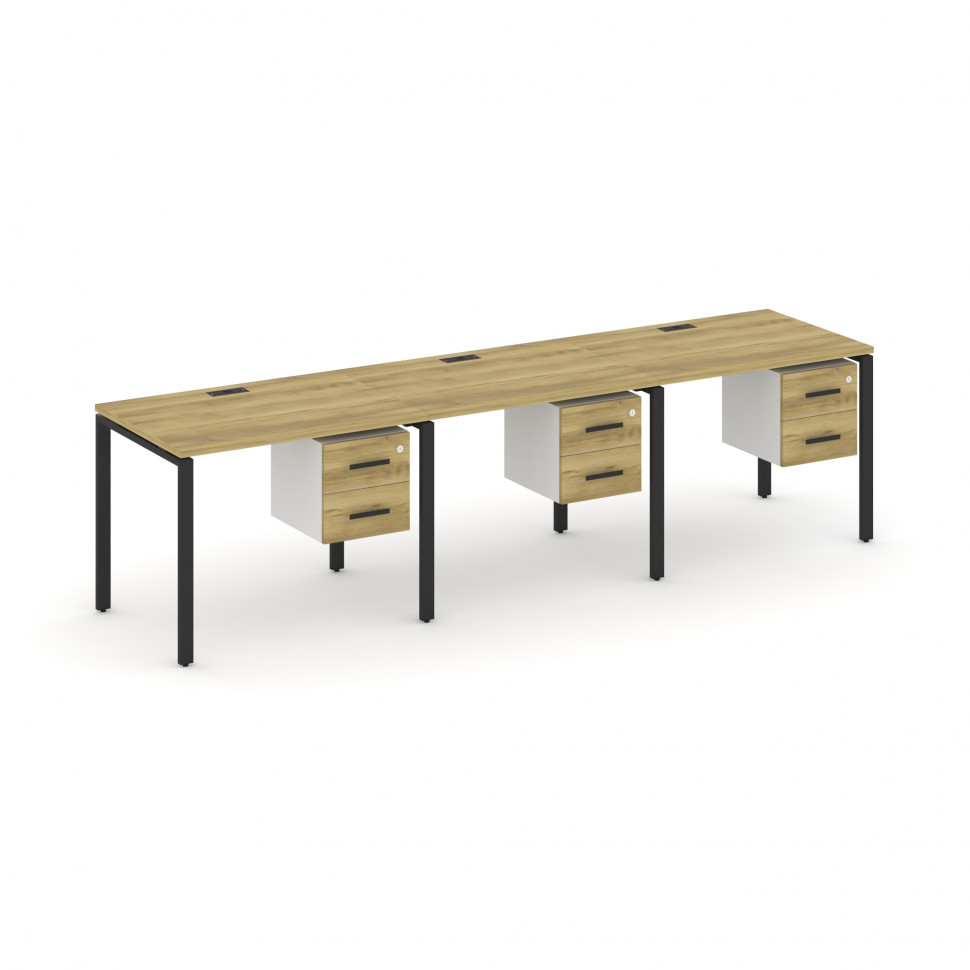 Concept Рабочая станция односторонняя с подвес. тумбами 3 места CN.ORS-133 B Дуб Винченцо/Белый Брил