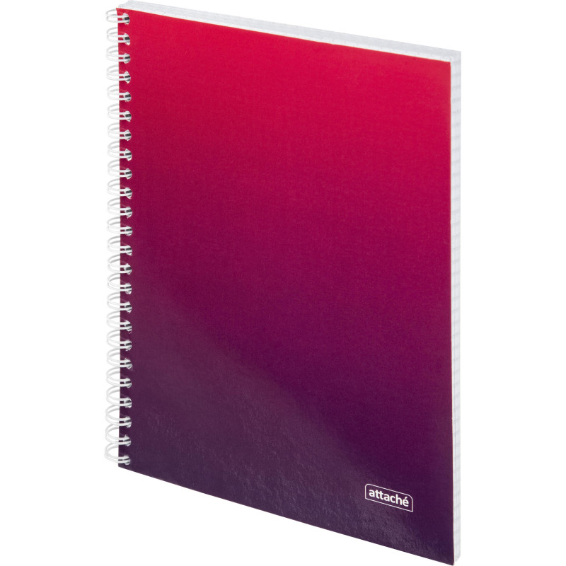 Бизнес-тетрадь А5 96л Attache Градиент Малиновый клетка, 65г, греб, УФ-лак