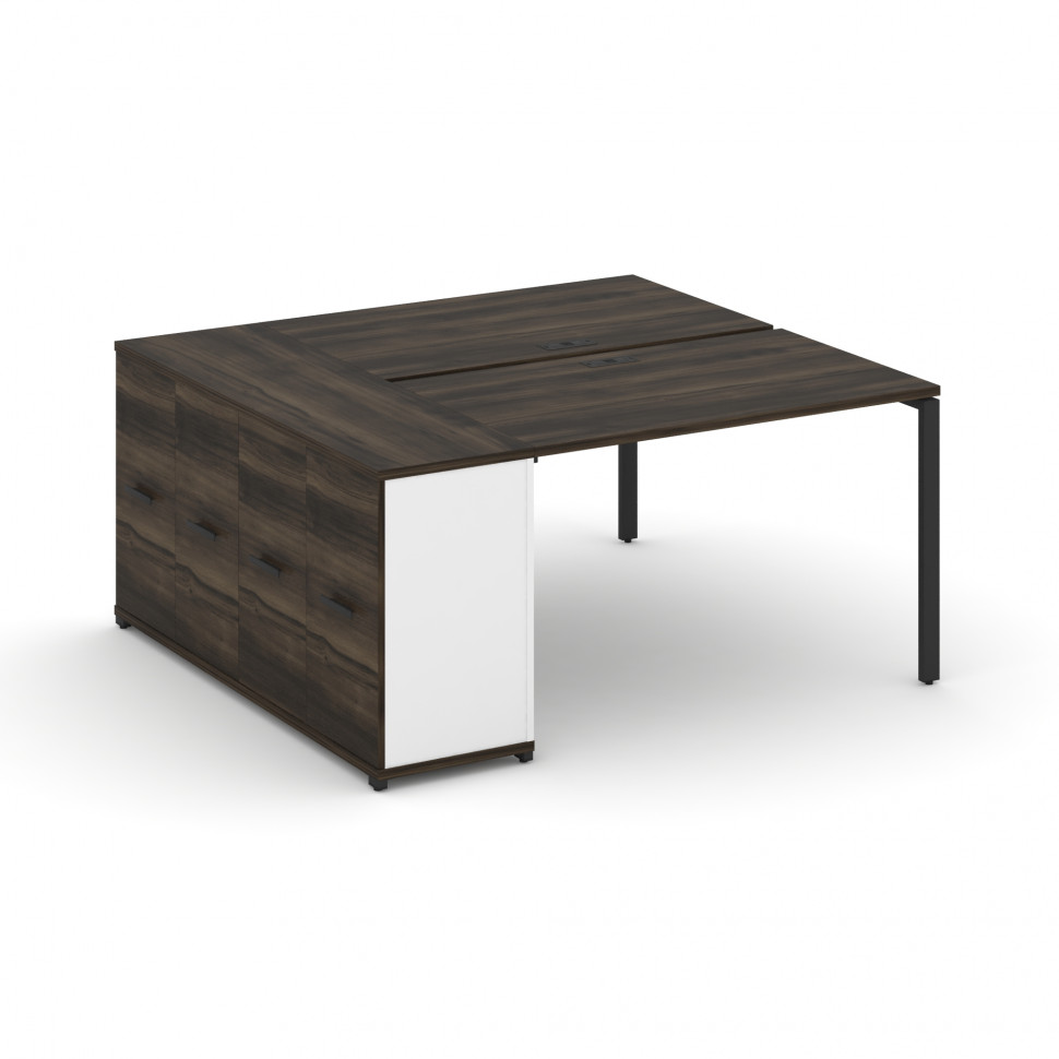 Concept Рабочая станция с опорным распаш. шкафом CN.DRS-218 B Дуб Мали/Белый Бриллиант/Металл Черный